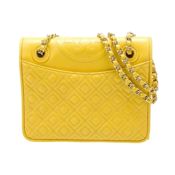 Tory Burch Alexa Yellow Leather Logo Convertible Bag - Picture 2 of 16